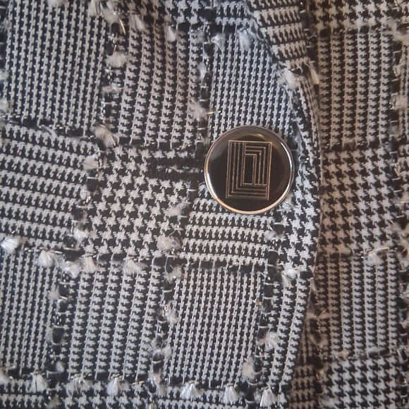 Karl Lagerfeld Paris Plaid Black and Gray Blazer Size 12 NWOT P2P 20 - Picture 7 of 15